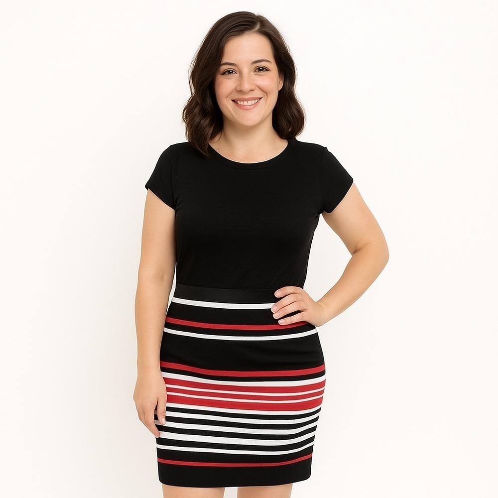 Ann Taylor Knit Striped Skirt Size 0P 1416 B